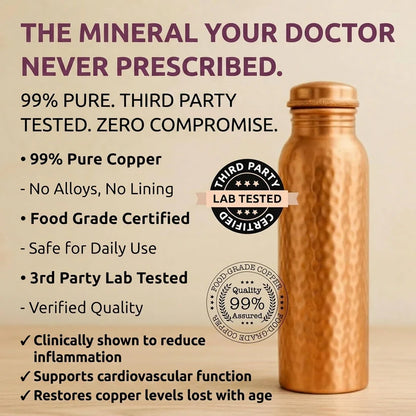 99% Pure Copper Water Bottle